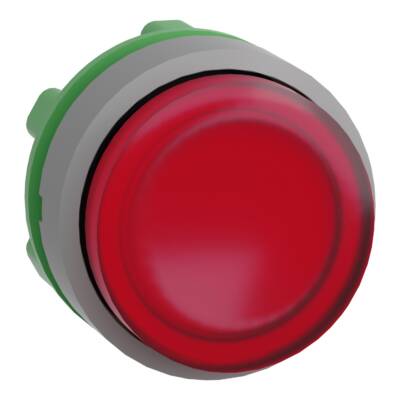 Head for illuminated push button, Harmony XB5, grey bezel, red projecting, 22mm, universal LED, spring return, plain lens - Schneider Electric - ZB5AW143C0