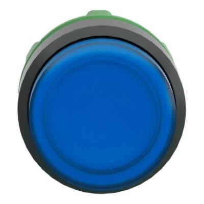 Head for illuminated push button, Harmony XB5, blue projecting, 22mm, universal LED, spring return, unmarked - Schneider Electric - ZB5AW163