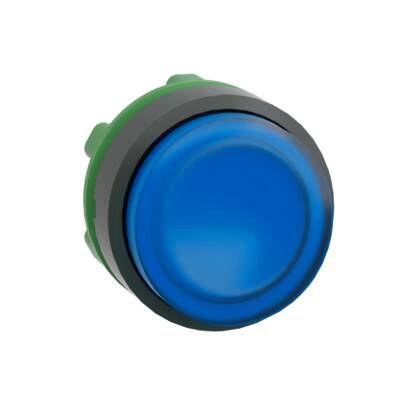 Head for illuminated push button, Harmony XB5, blue projecting, 22mm, universal LED, spring return, unmarked - Schneider Electric - ZB5AW163