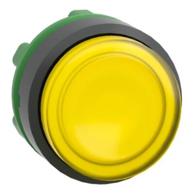 Head for illuminated push button, Harmony XB5, plastic, yellow projecting, 22mm, universal LED, grooved lens - Schneider Electric - ZB5AW183