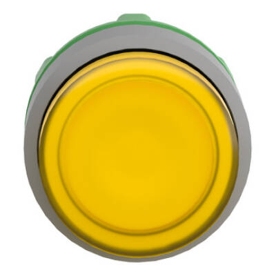 Head for illuminated push button, Harmony XB5, grey bezel, yellow projecting, 22mm, universal LED, plain lens - Schneider Electric - ZB5AW183C0