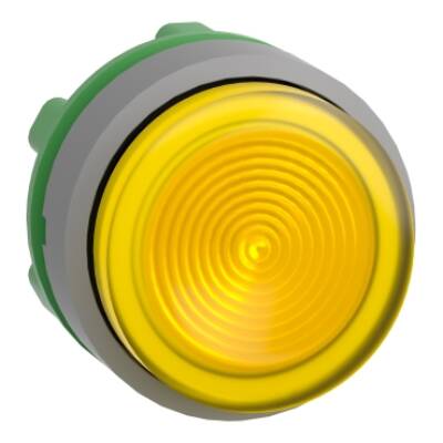 Head for illuminated push button, Harmony XB5, grey bezel, yellow projecting, 22mm, universal LED, grooved lens - Schneider Electric - ZB5AW183SC0