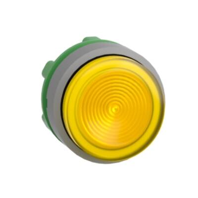 Head for illuminated push button, Harmony XB5, grey bezel, yellow projecting, 22mm, universal LED, grooved lens - Schneider Electric - ZB5AW183SC0