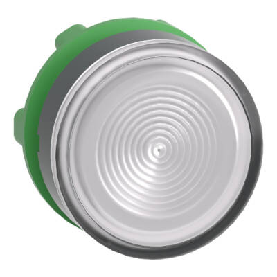 Head for illuminated push button, Harmony XB5, white flush, 22mm, universal LED, spring return, grooved lens, unmarked - Schneider Electric - ZB5AW313S