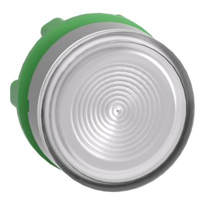 Head for illuminated push button, Harmony XB5, grey bezel, white flush, 22mm, universal LED, spring return, grooved lens - Schneider Electric - ZB5AW313SC0