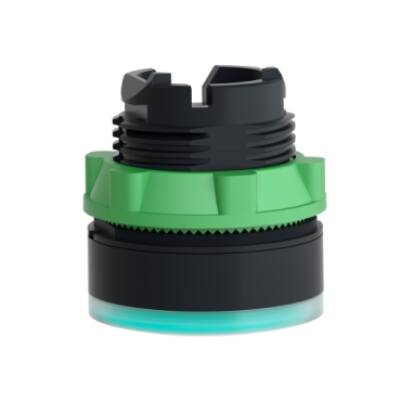 green flush illuminated pushbutton head Ø22 spring return for BA9s bulb - Schneider Electric - ZB5AW33