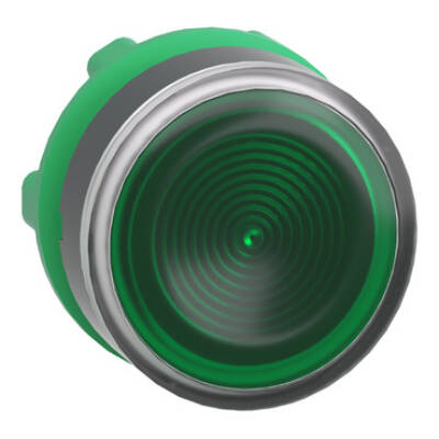 Head for illuminated push button, Harmony XB5, plastic, green flush, 22mm, universal LED, spring return, grooved lens - Schneider Electric - ZB5AW333S