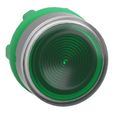 Head for illuminated push button, Harmony XB5, grey bezel, green flush, 22mm, universal LED, grooved lens - Schneider Electric - ZB5AW333SC0