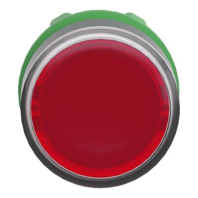 Head for illuminated push button, Harmony XB5, plastic, red flush, 22mm, universal LED, spring return, plain lens - Schneider Electric - ZB5AW343