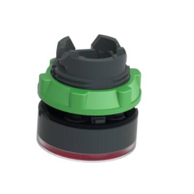 Head for illuminated push button, Harmony XB5, plastic, red flush, 22mm, universal LED, spring return, plain lens - Schneider Electric - ZB5AW343