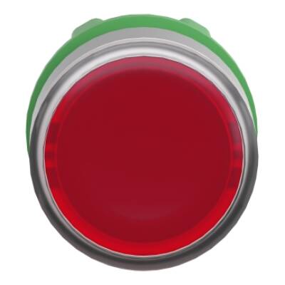 Head for illuminated push button, Harmony XB5, grey bezel, red flush, 22mm, universal LED, spring return, plain lens - Schneider Electric - ZB5AW343C0