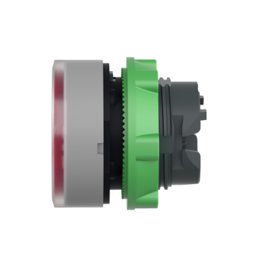 Head for illuminated push button, Harmony XB5, grey bezel, red flush, 22mm, universal LED, spring return, plain lens - Schneider Electric - ZB5AW343C0