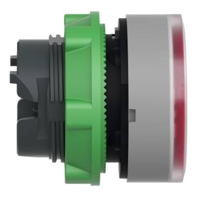 Head for illuminated push button, Harmony XB5, grey bezel, red flush, 22mm, universal LED, spring return, plain lens - Schneider Electric - ZB5AW343C0