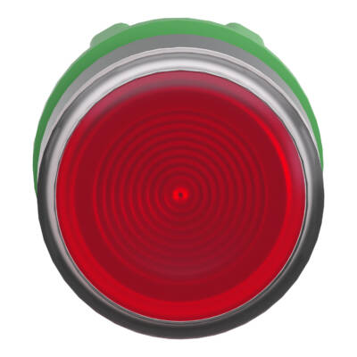 Head for illuminated push button, Harmony XB5, red flush, 22mm, universal LED, spring return, grooved lens, unmarked - Schneider Electric - ZB5AW343S