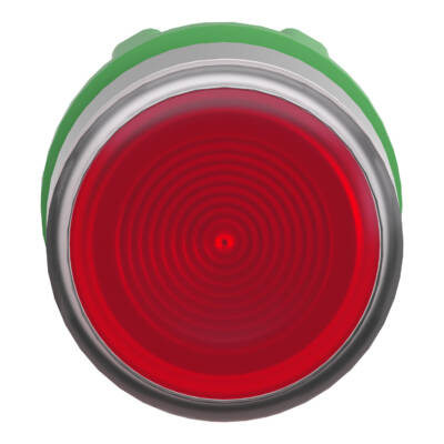 Head for illuminated push button, Harmony XB5, grey bezel, red flush, 22mm, universal LED, spring return, grooved lens - Schneider Electric - ZB5AW343SC0
