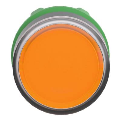 Head for illuminated push button, Harmony XB5, plastic, orange flush, 22mm, universal LED, spring return, plain lens - Schneider Electric - ZB5AW353