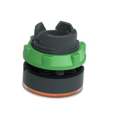 Head for illuminated push button, Harmony XB5, plastic, orange flush, 22mm, universal LED, spring return, plain lens - Schneider Electric - ZB5AW353