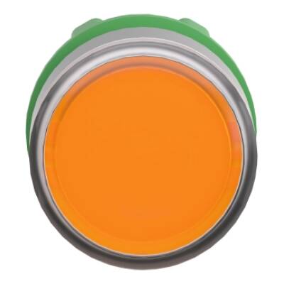 Head for illuminated push button, Harmony XB5, grey bezel, orange flush, 22mm, universal LED, spring return, plain lens - Schneider Electric - ZB5AW353C0