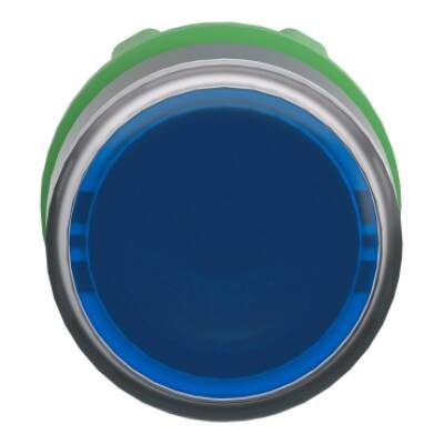 Head for illuminated push button, Harmony XB5, plastic, blue flush, 22mm, universal LED, spring return, plain lens - Schneider Electric - ZB5AW363