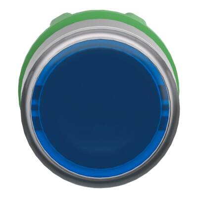 Head for illuminated push button, Harmony XB5, grey bezel, blue flush, 22mm, universal LED, spring return, plain lens - Schneider Electric - ZB5AW363C0