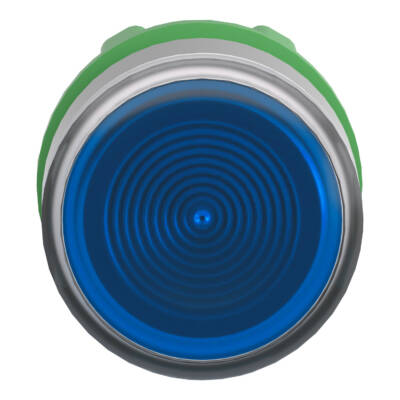 Head for illuminated push button, Harmony XB5, grey bezel, blue flush, 22mm, universal LED, spring return, grooved lens - Schneider Electric - ZB5AW363SC0