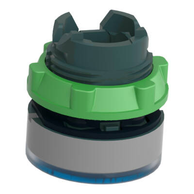 Head for illuminated push button, Harmony XB5, grey bezel, blue flush, 22mm, universal LED, spring return, grooved lens - Schneider Electric - ZB5AW363SC0