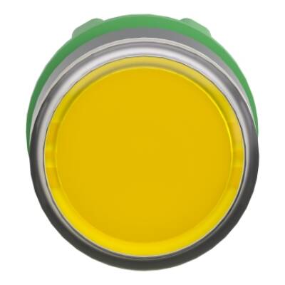 Head for illuminated push button, Harmony XB5, yellow flush, 22mm, universal LED, spring return, plain, unmarked - Schneider Electric - ZB5AW383
