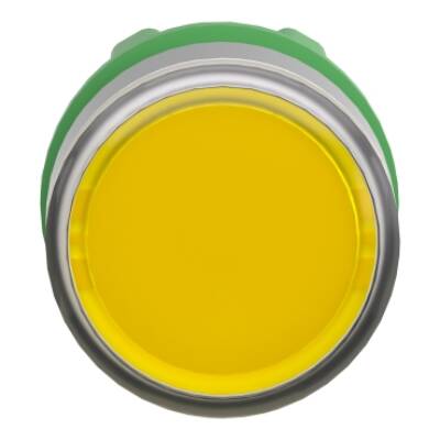 Head for illuminated push button, Harmony XB5, grey bezel, yellow flush, 22mm, universal LED, spring return, plain lens - Schneider Electric - ZB5AW383C0