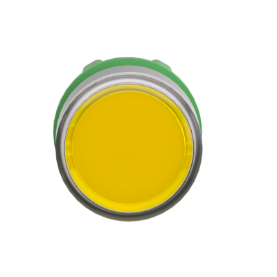 Head for illuminated push button, Harmony XB5, grey bezel, yellow flush, 22mm, universal LED, spring return, plain lens - Schneider Electric - ZB5AW383C0