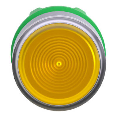 Head for illuminated push button, Harmony XB5, grey bezel, yellow flush, 22mm, universal LED, spring return, grooved lens - Schneider Electric - ZB5AW383SC0