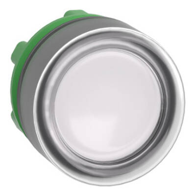Head for illuminated push button, Harmony XB5, white flush, 22mm, universal LED, spring return, clear boot, unmarked - Schneider Electric - ZB5AW513
