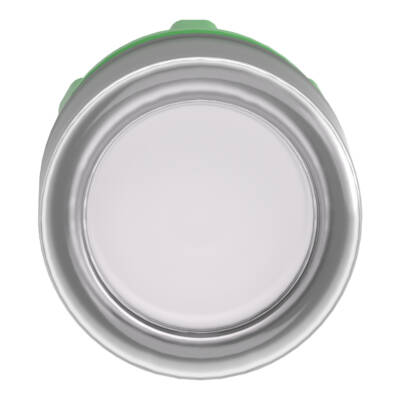 Head for illuminated push button, Harmony XB5, grey bezel, white flush, 22mm, universal LED, spring return, clear boot - Schneider Electric - ZB5AW513C0