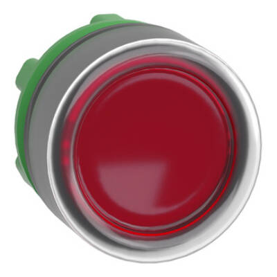 Head for illuminated push button, Harmony XB5, red flush, 22mm, universal LED, spring return, clear boot, unmarked - Schneider Electric - ZB5AW543
