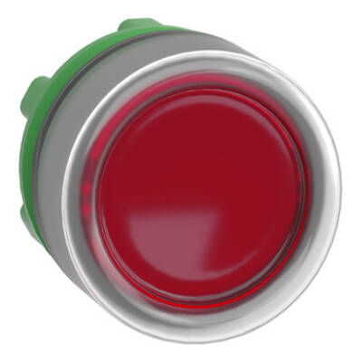 Head for illuminated push button, Harmony XB5, grey bezel, red flush, 22mm, universal LED, spring return, clear boot - Schneider Electric - ZB5AW543C0