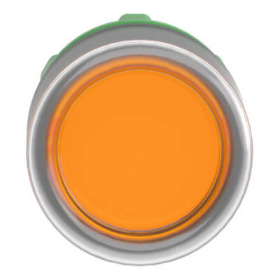 Head for illuminated push button, Harmony XB5, grey bezel, orange flush, 22mm, universal LED, spring return, clear boot - Schneider Electric - ZB5AW553C0