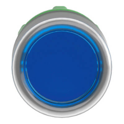 Head for illuminated push button, Harmony XB5, grey bezel, blue flush, 22mm, universal LED, spring return, clear boot - Schneider Electric - ZB5AW563C0