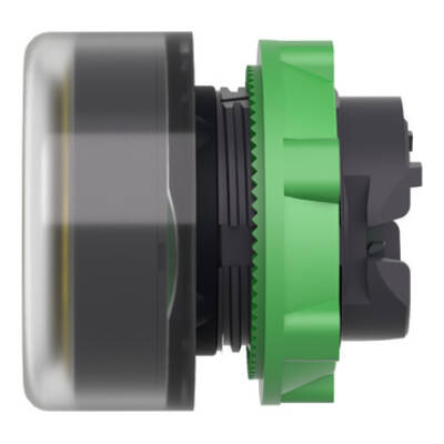 Head for illuminated push button, Harmony XB5, dark grey plastic, yellow flush, 22mm, universal LED, clear boot - Schneider Electric - ZB5AW583