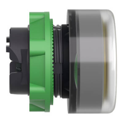 Head for illuminated push button, Harmony XB5, grey bezel, yellow flush, 22mm, universal LED, clear boot - Schneider Electric - ZB5AW583C0