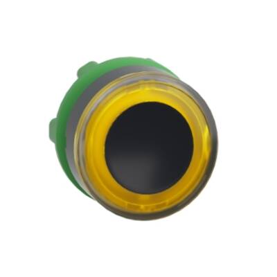 Head for illuminated push button, Harmony XB5, plastic, yellow flush, 22mm, universal LED, illuminated ring - Schneider Electric - ZB5AW983