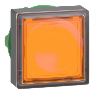 Head for illuminated push button, Harmony XB5, plastic, orange square flush, 22mm, universal LED, push-push, unmarked - Schneider Electric - ZB5CH353