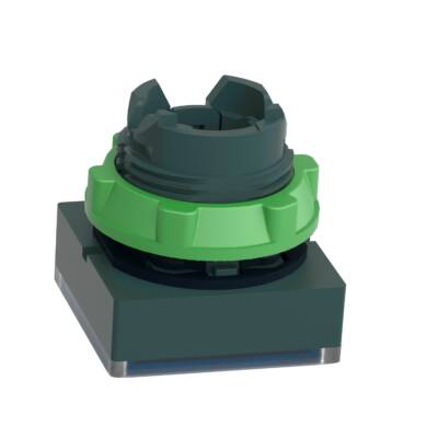 Head for illuminated push button, Harmony XB5, plastic, blue square flush, 22mm, universal LED, push-push, unmarked - Schneider Electric - ZB5CH363