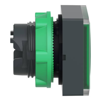 Head for illuminated push button, Harmony XB5, green square square flush, 22mm, universal LED, for insertion of legend - Schneider Electric - ZB5CW333