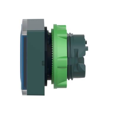 Head for illuminated push button, Harmony XB5, plastic, blue square flush, 22mm, universal LED, for insertion of legend - Schneider Electric - ZB5CW363