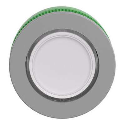 Head for illuminated push button, Harmony XB5, grey bezel, white flush mounted, 30mm, universal LED, for inserton of legend - Schneider Electric - ZB5FA18C0