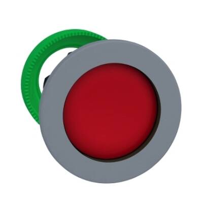 Harmony XB5, Flush mounted push button head, plastic, recessed, red, Ø30, spring return, unmarked, grey bezel - Schneider Electric - ZB5FA46C0