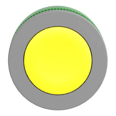 Harmony XB5, Flush mounted push button head, plastic, recessed, yellow, Ø30, spring return, unmarked, grey bezel - Schneider Electric - ZB5FA56C0