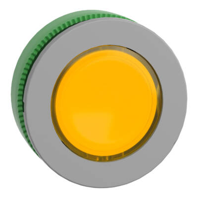 Head for illuminated push button, Harmony XB5, grey bezel, yellow flush mounted, 30mm, universal LED, - Schneider Electric - ZB5FA58C0