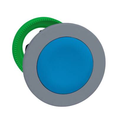 Harmony XB5, Flush mounted push button head, plastic, recessed, blue, Ø30, spring return, unmarked, grey bezel - Schneider Electric - ZB5FA66C0
