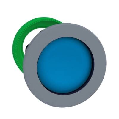 Harmony XB5, Flush mounted push button head, plastic, blue, Ø30, spring return, unmarked, grey bezel - Schneider Electric - ZB5FA6C0