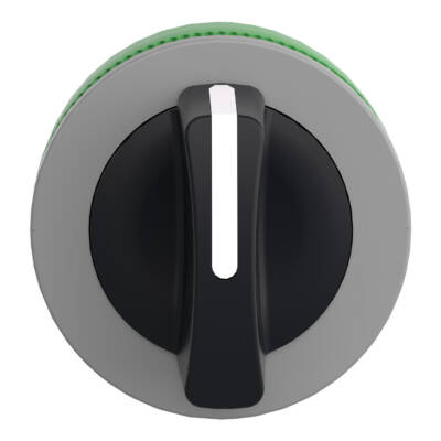 Harmony XB5, Flush mounted selector switch head, plastic, black, Ø30, 3 positions, spring return right to center, grey bezel - Schneider Electric - ZB5FD8C0